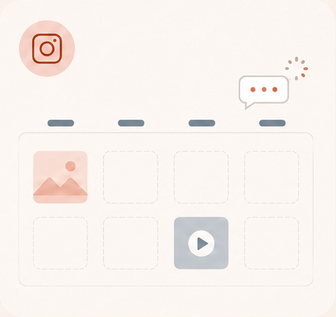 Grade de conteúdo com placeholders vazios